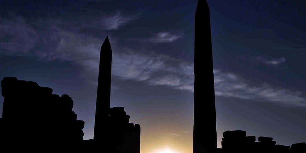 ARCHIV - Wintersonnenwende am 21. Dezember hinter den Ruinen der Karnak-Tempel in Ägypten. Foto: Radwan Abou Elmagd/Almasry  Alyo/ALMASRY ALYOUM/dpa