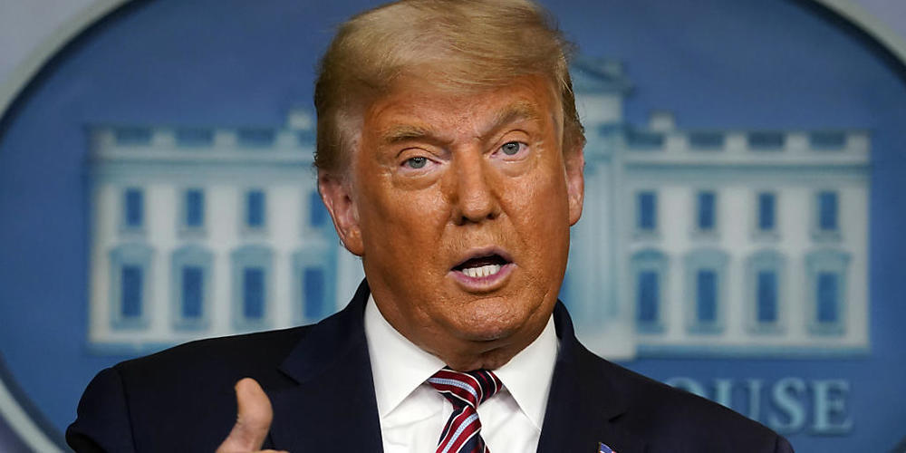 ARCHIV - US-Präsident Donald Trump spricht im Weißen Haus. Foto: Evan Vucci/AP/dpa/Archiv