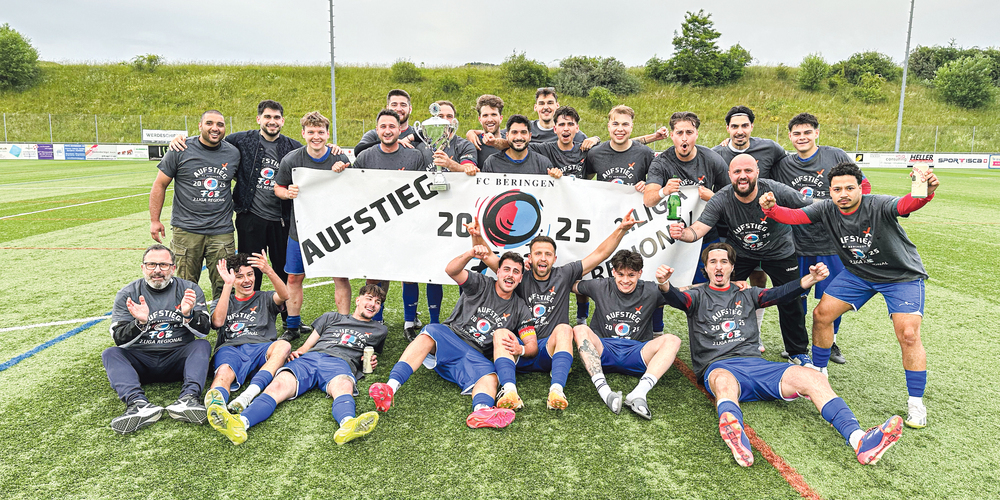 Jubelschreie, laut schlagende Herzen und strahlende Gesichter. Die Spieler der 1. Mannschaft des FC Beringen haben in der vergangenen Saison alles für den Sieg getan. Die Einstellung und das disziplinierte Training haben isch ausbezahlt.