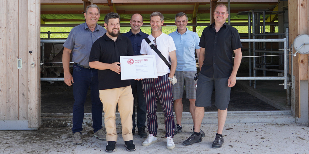 Toni Horat (Thurholz), Matthias Obertüfer (Leiter Bau- und Immobilienmanagement Orts- bürgergemeinde St.Gallen), Urban Hettich (Leiter Forst und Natur Ortsbürgergemeinde St.Gal- len), Daniel Cavelti (Daniel Cavelti Architektur AG), Heinz Engler (Lignum), Nik Graber (Lignum)