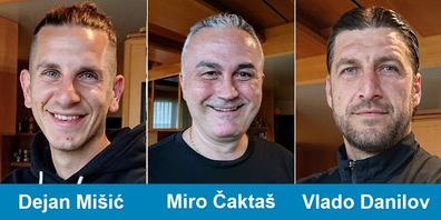 Spieler-Cheftrainer Dejan Mišić und die beiden Co-Trainer Miro Čaktaš und Vlado Danilov. (Foto: jg)