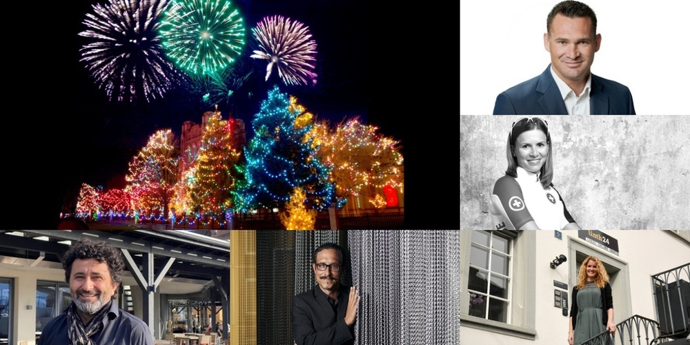 Lesen Sie hier, wie folgende berühmte Persönlichkeiten aus der Region ihre Festtage verbringen: (v.l.n.r) Rocco Delli Colli, Roger Rhyner, Monika Romer, Sandra Stöckli und Marcel Dobler.
