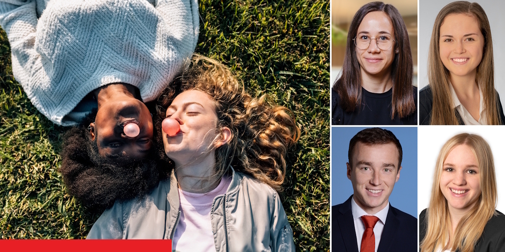 Ihre lokalen Expertinnen und Experten beraten Sie kompetent und ganzheitlich: Linda Rüegg (Raiffeisenbank Rapperswil-Jona), Remo Blöchlinger (Raiffeisenbank am Ricken), Svenja Böni (Raiffeisenbank Schänis-Amden) und Andrea Seliner (Raiffeisenbank Benken).