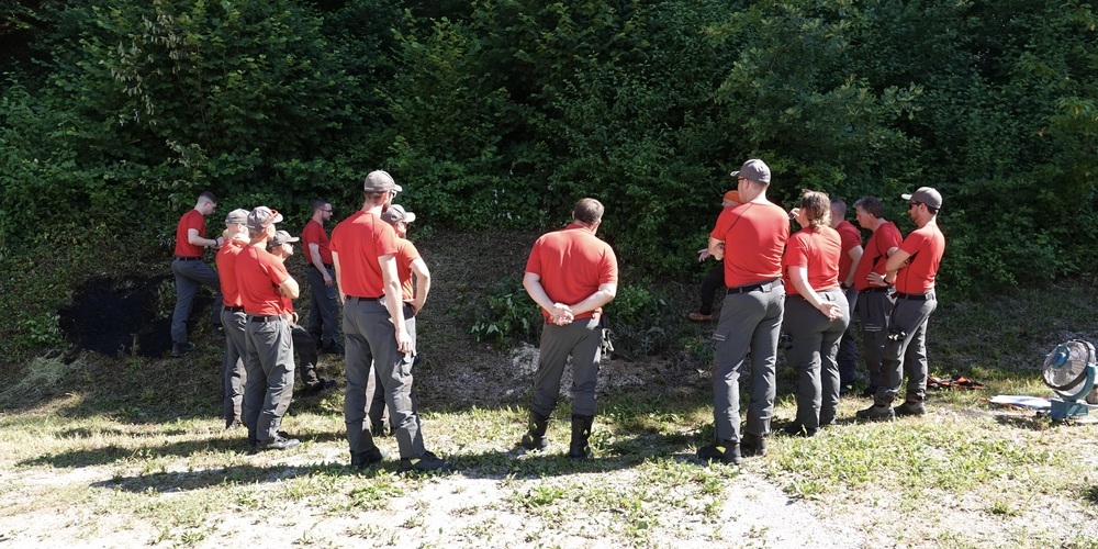 Echtzeit Training an verschiedenen Waldmodellen, die in Brand gesetzt werden.