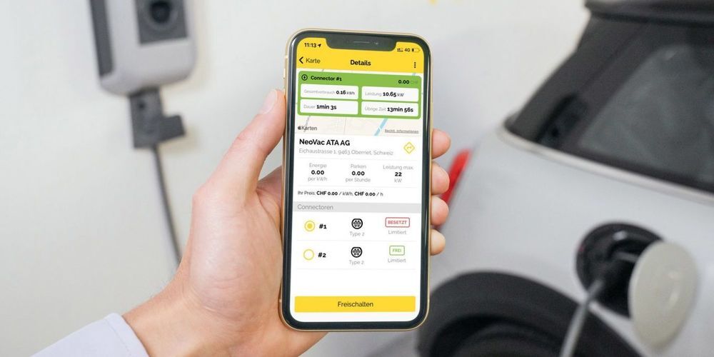 Über eine einfache App von NeoVac können die User ihre Nutzung von Elektroautostationen abrechnen (Bild: pd)