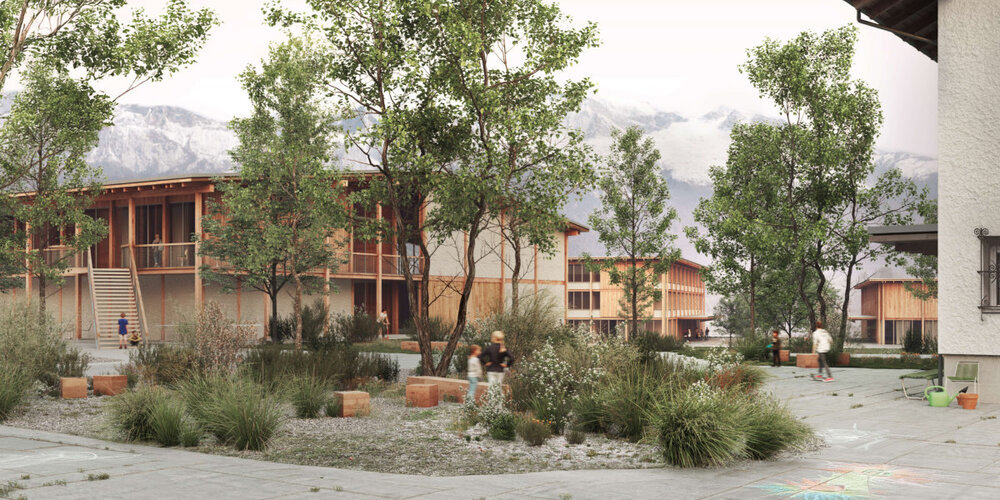 Visualisierung des Siegerprojekts der von den Waldrap Architekten geführten Arbeitsgemeinschaft.