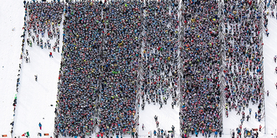 Nostalgische Aufnahme: Impressionen vom Start zum Engadin Skimarathon 2019 in Maloja. (Bild: Keystone)