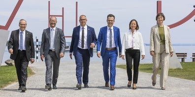 Regierungspräsident Dominik Diezi, Denise Neuweiler und Ruth Faller Graf. 