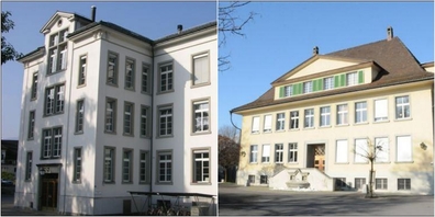 Der Einbau der Lüftungen erfolgt im Schulhaus Letzi (l.) im Sommer und im Bifang dann im Herbst.