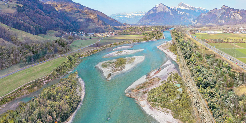 So soll sich der Rhein nach der Aufweitung und der vollständigen Neubewachsung in rund 35 Jahren  präsentieren.