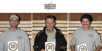 V. l.  Andreas Eisenring 20 Jahre,  Antonio Correia 30 Jahre und Roland Hug 35 Jahre.