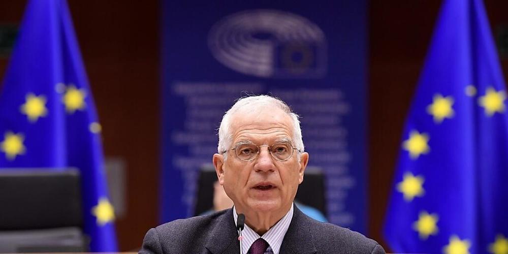 Der EU-Außenbeauftragte Josep Borrell spricht bei einer Sitzung des Europäischen Parlamentes über die Verhaftung von Kreml-Kritiker Nawalny. Foto: John Thys/AFP Pool/AP/dpa