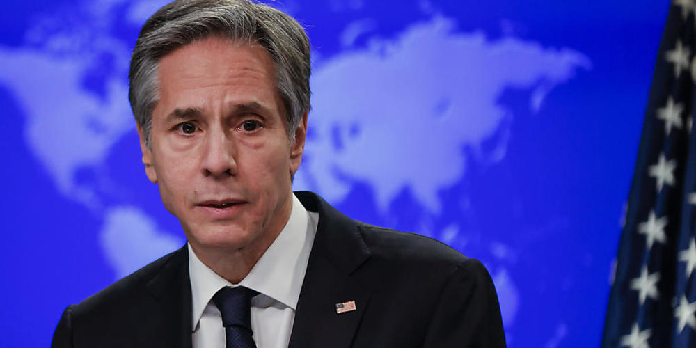 Antony Blinken, Außenminister der USA, gibt ein Pressestatement im Außenministerium. Foto: Carlos Barria/Pool Reuters/AP/dpa