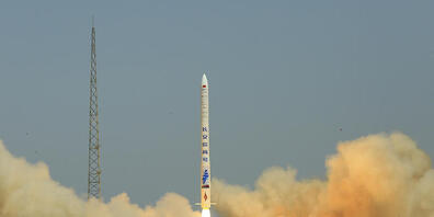 ARCHIV - Eine Trägerrakete des Typs «Hyperbola-1» des privaten chinesischen Raumfahrtunternehmens iSpace. Foto: Uncredited/CHINATOPIX/dpa