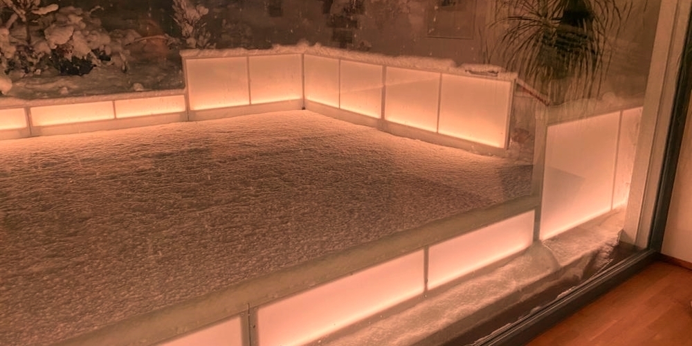 Das Eisfeld direkt vor der Stube.