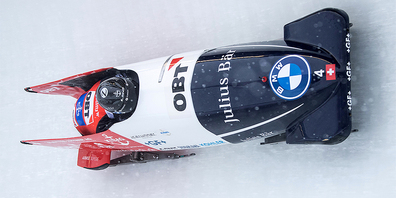 Michael Vogt fährt mit Sandro Michel in Altenberg auf den 5. Platz (Bild Keystone).
