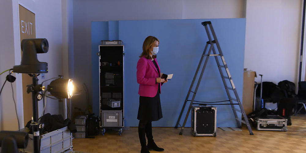 FDP Parteipräsidentin Petra Gössi an der digitalen Delegiertenversammlung ihrer Partei.