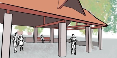 Vor der Migros Oberwetzikon soll dieser Pavillon entstehen mit vielseitigen Einsatzmöglichkeiten.