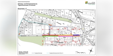 Übersicht Gehweg- und Strassensanierung an der Tagerenaustrasse Ermenswil.