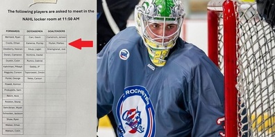 "Cut" geschafft! So wird den Spielern mitgeteilt, wer dabei ist und wer nicht. Matteo Müller spielt ab dem 24. August 2025 im Rochester NAHL-Team.