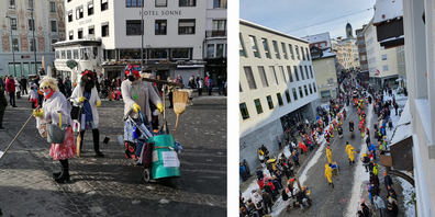 In Einsiedeln kommen trotz Verbot 1'000 Leute am Güdelmontag für einen illegalen Sühudiumzug zusammen. Die Polizei verteilt 100 Bussen.Um weitere Ansammlungen, wie sie sich unter anderem auch vor Take-away-Ständen bildeten, zu verhindern, erklärten sich die Betreiber im Gespräch mit der Kantonspolizei Schwyz bereit, diese für heute zu schliessen.