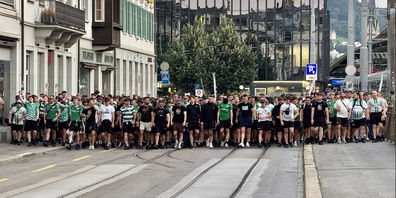 Die FCSG-Fans freuen sich über den überragenden Sieg