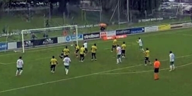 Uchenna Anioke bei seinem Kopfballtreffer zur Kreuzlinger Führung. 
