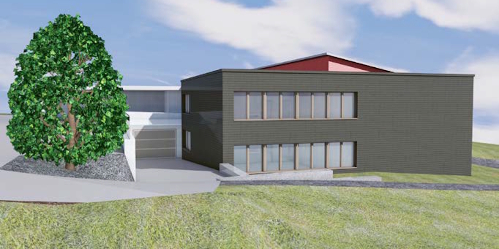 Der Gemeinderat beantragt einen Baukredit von 2.47 Millionen Franken für den Schulhausneubau mit vier Schulzimmern in Ernetschwil. (Visualisierung)