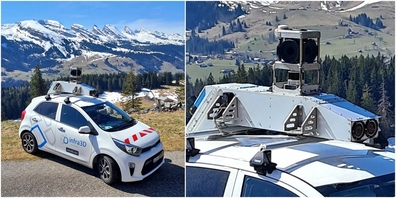 Das Fahrzeug zur Digitalisierung des Strassenraums verfügt unter anderem eine 360-Grad-Kamera.
