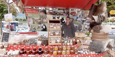 Stand vom Arche-Hof in Ermenswil am regio-markt CULINARIUM 2025 in Rapperswil