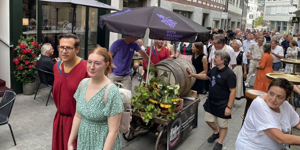Am vergangenen Wochenende, 15. und 16. August, präsentierte sich das Projekt «Weinerlebnis Rheintal» am St.Gallerfest auf dem Gallusplatz. 