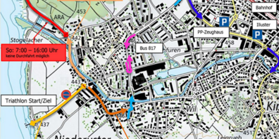 Am 24. August 2025 sind in Uster wegen des Triathlons mehrere Strassen gesperrt.