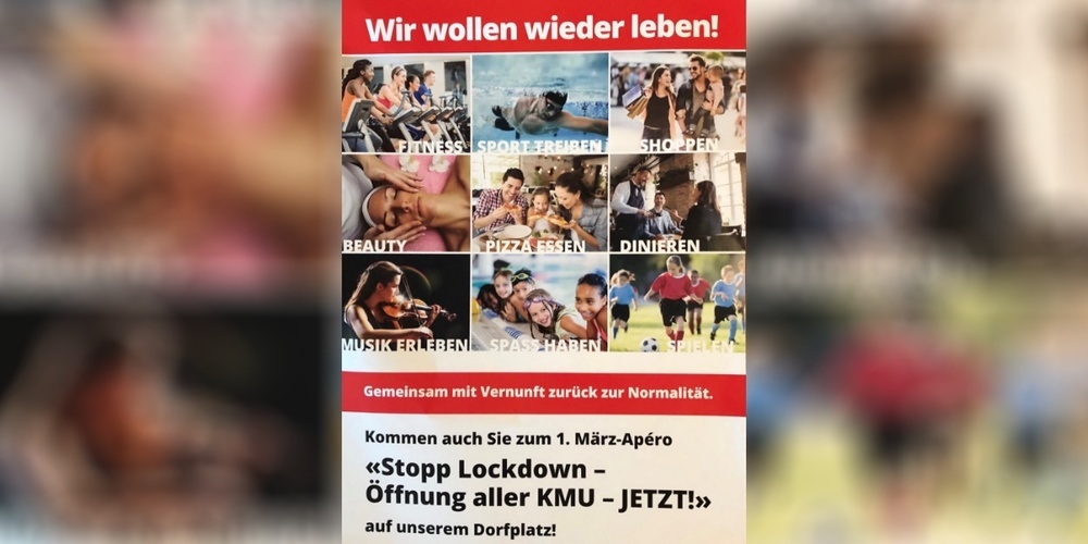 Freie KMU-Apéros auf den Dorfplätzen heute 1. März um 18 Uhr: «Wir wollen wieder leben»