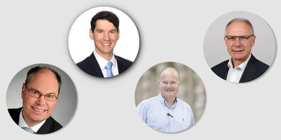Diese vier stellen sich als Kandidaten für den GZO-Gläubigerausschuss zur Verfügung (v.l.): Norman Gerber, Marc Meili, Markus Eberle und  Fritz Jakober.