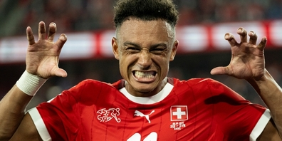Die Entscheidung: Dan Ndoye zeigt nach dem 3:0 die Zähne.