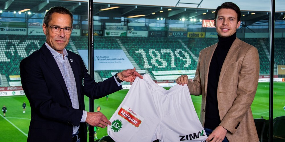 FCSG-Präsident Matthias Hüppi und Philipp Ospelt, Leiter Marketing der Ospelt-Gruppe. 