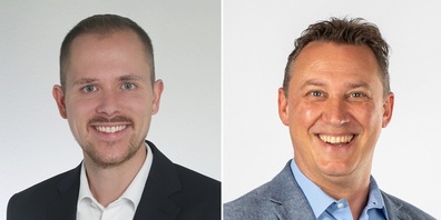 Die Stadtparlamentarier Pascal Fürer (links) und Christian Schlegel sehen ein grosses Potential für Effizienzsteigerungen durch den Einsatz von KI-Tools - auch in der Verwaltung.