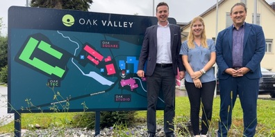 Pascal Tonini (links), Alexandra M. Lebrecht (Mitte) und Andreas Schürer wollen das Oak Valley als modernen Innova­tionsstandort etablieren.