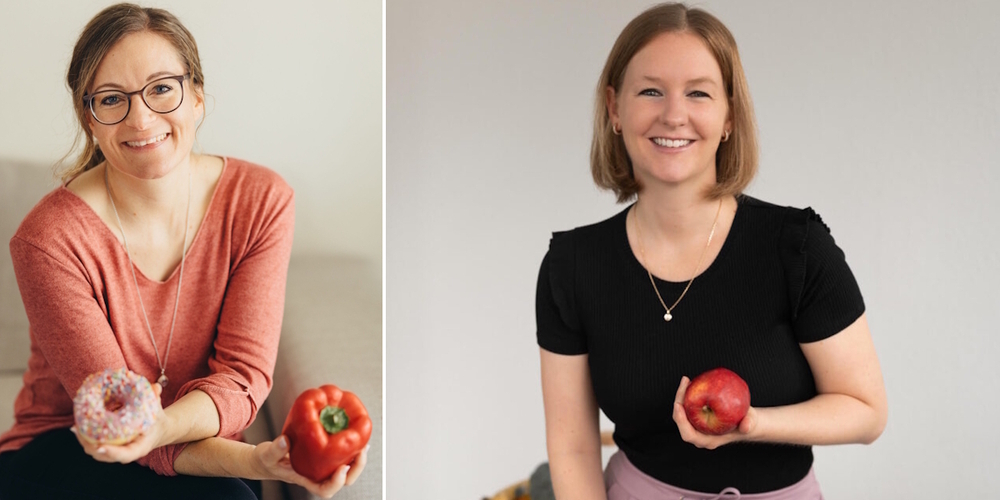 Die ernährungspsychologischen Beraterinnen Patricia Bellwald (l.) und Fabienne Hux leiten den Workshop.