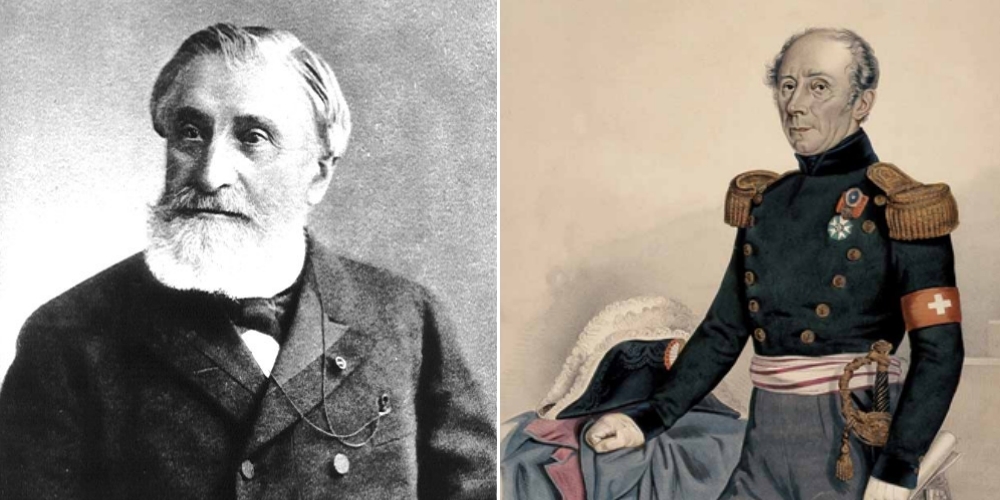 Die beiden Gründer des Schweizerischen Roten Kreuzes; Gustave Moynier und Guillaume-Henri Dufour