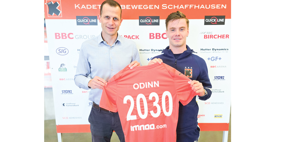 David Graubner, Geschäftsführer der Kadetten Schaffhausen, und Odinn Thor Rikhardsson.