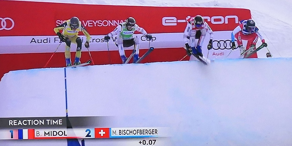 Beim Start war Bischofberger (ganz rechts) noch vorne mit dabei...