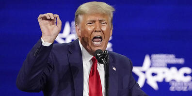 ARCHIV - Donald Trump, ehemaliger Präsident der USA, spricht auf der Konferenz CPAC, einer Veranstaltung konservativer Aktivisten. Foto: John Raoux/AP/dpa