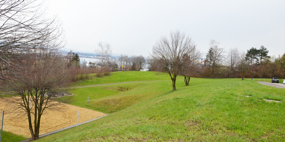 Wo jetzt noch eine grüne Wiese ist, wird ab Ende des Monats ein Pumptrack mit über 200 Laufmetern gebaut. 
