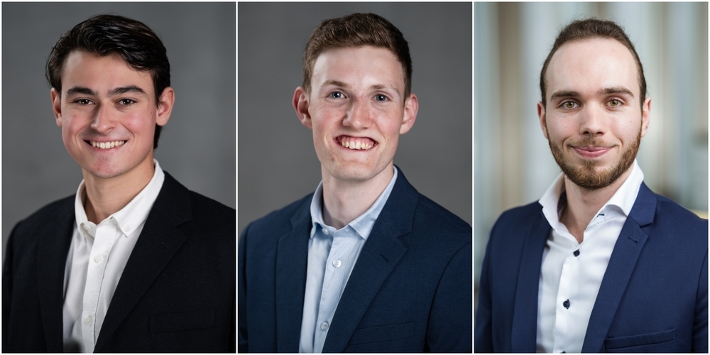 Pedro Hagmann de Lima Castro, Silvan Spühler und Raphael Eugster zählen zu den vielversprechendsten Wirtschaftstalenten der Ostschweizer Fachhochschule (v.l.n.r.).