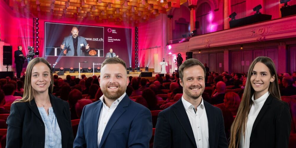 Die Finalisten des WTT Young Leader Awards: Helen Bühlmann, Joel Breu, Dario Rossi und Leana Peretti