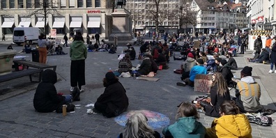 In St.Gallen versammelten sich am 19. März 2021 ca 200 Aktivist*innen zum Sitzstreik.