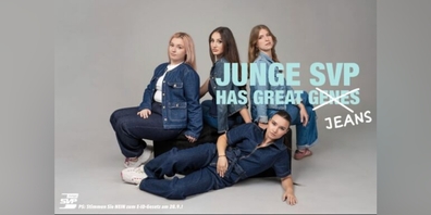 Die Junge SVP lanciert die Kampagne: «Junge SVP has Great Jeans» - in Anlehnung an die vergangenen Diskussionen und linken Cancel-Versuchen um US-Schauspielerin Sydney Sweeney.