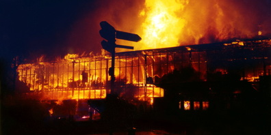 Am am 22. Oktober 2000 brannte die Olma-Halle 7 komplett ab