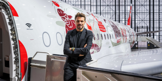 Stan Wawrinka als Taufpate des brandneun und ersten A350 der SWISS